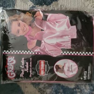 Womens Pink Ladies Jacket Grease with pink scarf costume